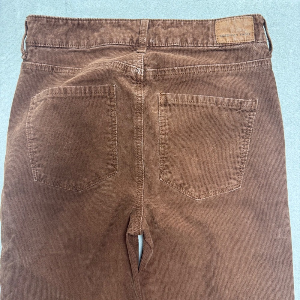 American Eagle Brown Corduroy Flare Pants High Rise Stretch Size 4 Regular - Picture 10 of 14